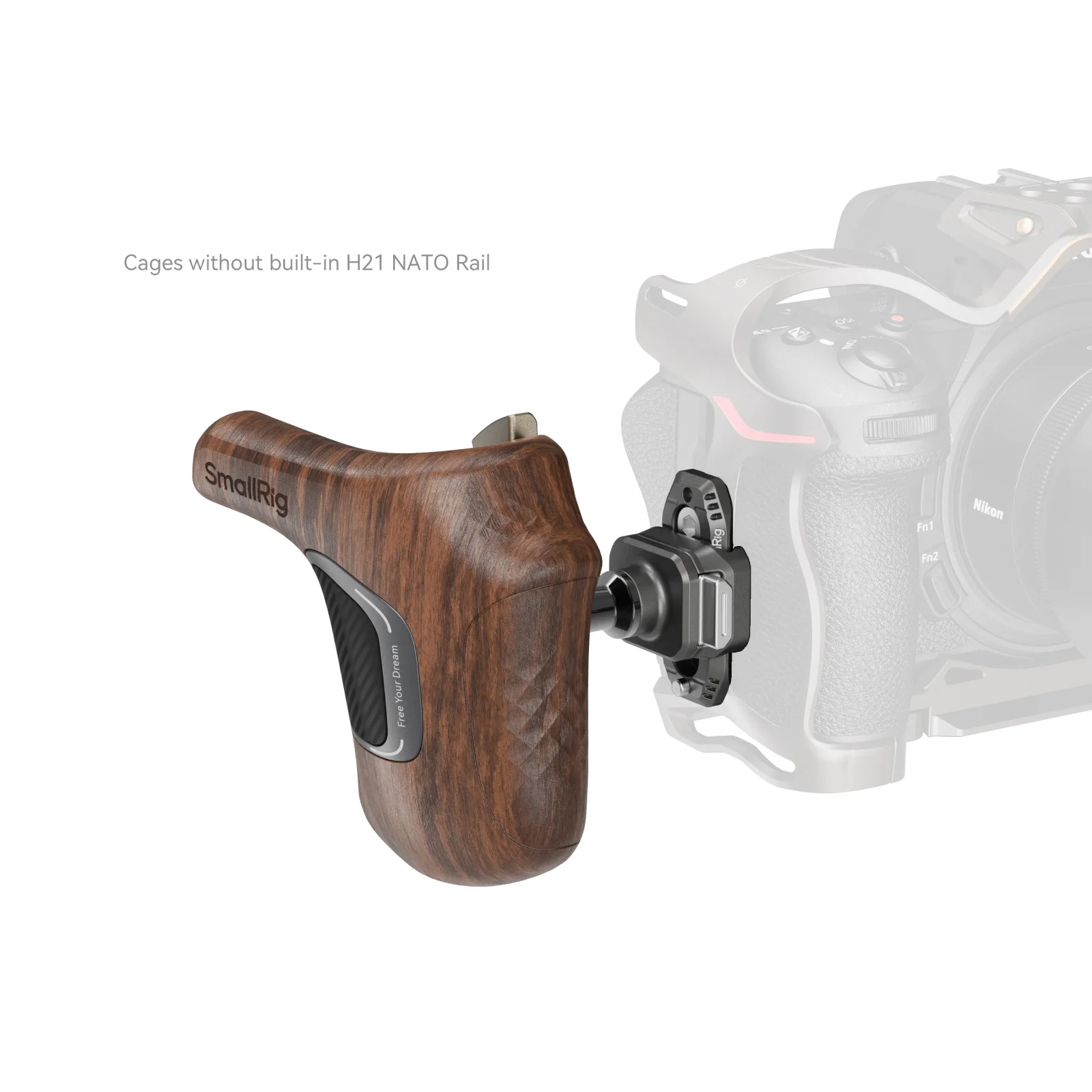 SmallRig Rotating Side Wooden Handle with NATO Clamp for Camera/Monitor Cages &
