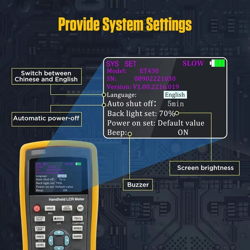 Handheld LCR Digital Bridge Capacitance Inductance Resistance Tester Professional Tester Meter Multi Continuously Adjustable 5