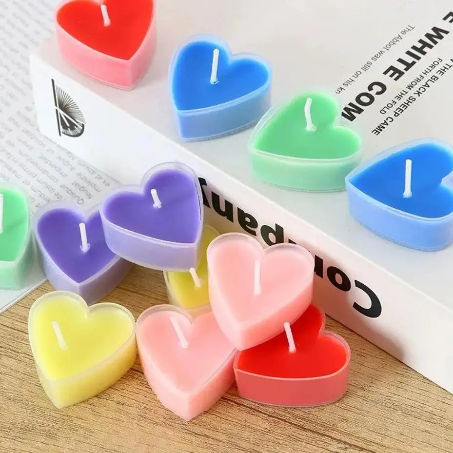 9 Pcs Creative Heart-shaped Candles/set Romantic Birthday Candles Lover Candles Dinner Proposal Scene Candles