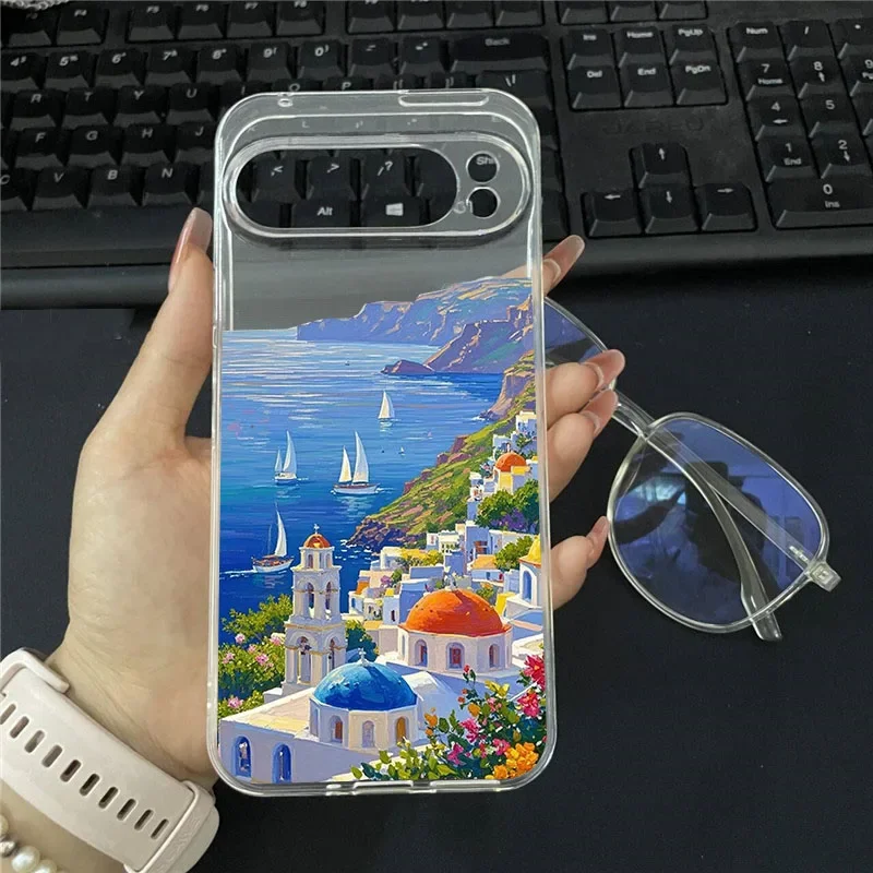 Seaside Scenery Mountain Flower Landscape Clear Soft TPU Phone Case