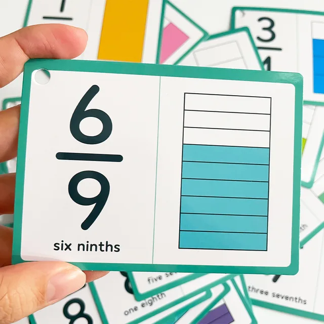 35PCS Fraction Cards 1-12 Fraction Learning Math Teaching Aid Paper Flash Card Thinking Cognition Training Kids Educational Toys 5