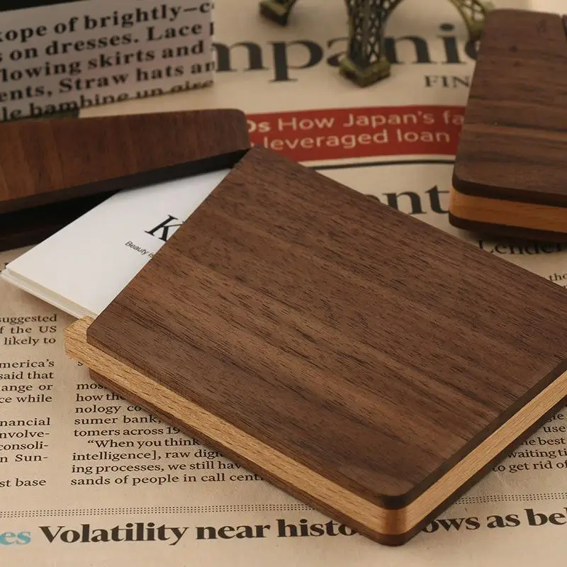 Wooden Business Card Case Portable Solid Wood Pocket Men Women Casual Business Pocket Card Holder Case Organizer 3