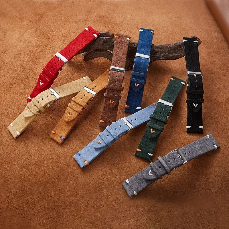 Vintage-Style Genuine Leather Watch Strap, 20mm/22mm