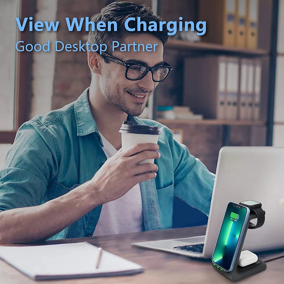charging stand for phone Bonola Desktop 3 in 1 Wireless Charging Station for iPhone 8 Plus/12/Samsung S20/Note 10 Qi Wireless Charger for Apple/Airpods 3 fast wireless charger