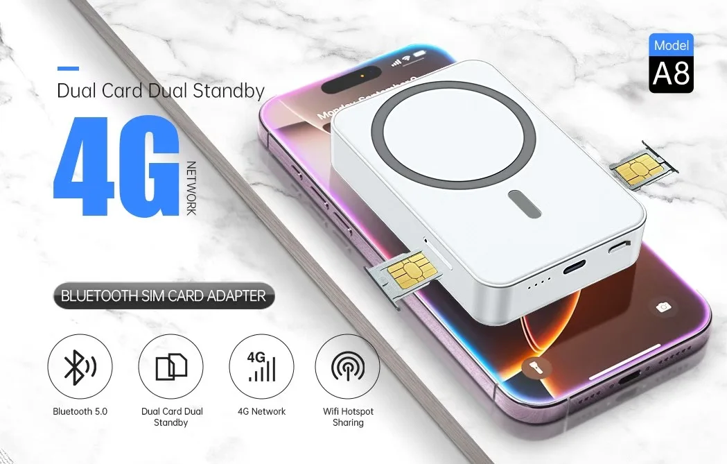 Hindetel A8 4G bluetooth Dual Nano SIM Card Adapter For iPhone Sim