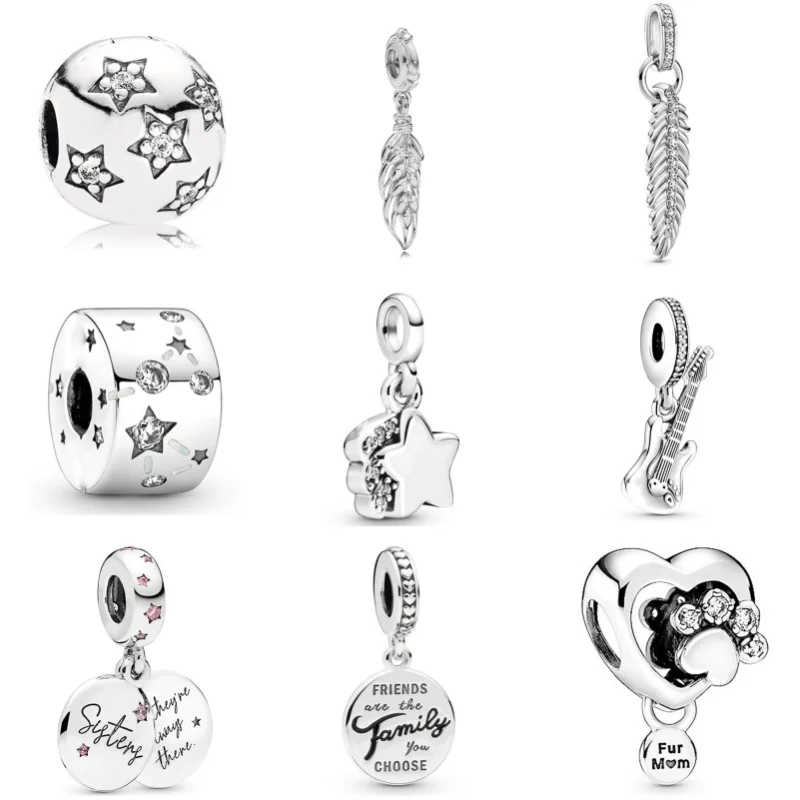 45pcs/set Multiple Styles Pendant Charm Beads Fit Original Pandora Necklace Bracelet Keychain DIY Women's Girl's Jewelry Gift ﻿