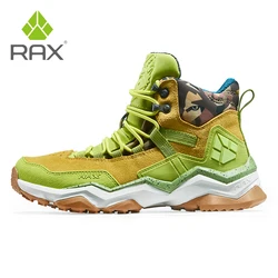 RAX Waterproof Leather Hiking Boots - Mid-Top Outdoor Trekking and Climbing Shoes - 38 (Apple green women)