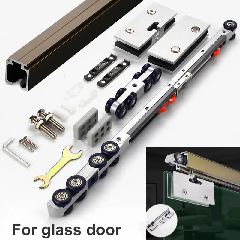 Sliding Barn Door Guide Appliance Rollers Linear Guide Slide Block Slide Door pulley Sliding doors hanging rail wheel Buffer function for Wood or Glass Door