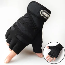 Unisex Half Finger Workout Gloves with Wrist Support - M (Black)