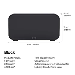 Enhanced Aromatherapy LED Flame Diffuser with Timer and Humidifier (Black)