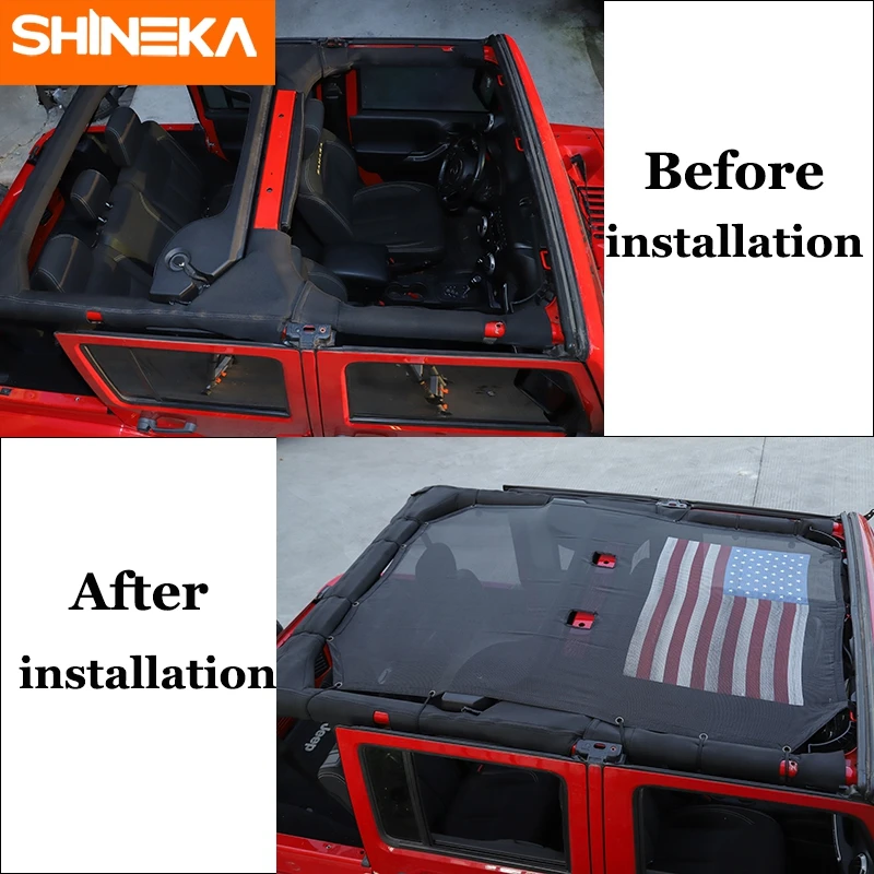 SHINEKA Top Sonnenschutz Mesh Auto Abdeckung Dach UV Proof Schutz Net für Jeep  Wrangler JK 2007-2017 Auto 2/4 tür Zubehör Styling - AliExpress