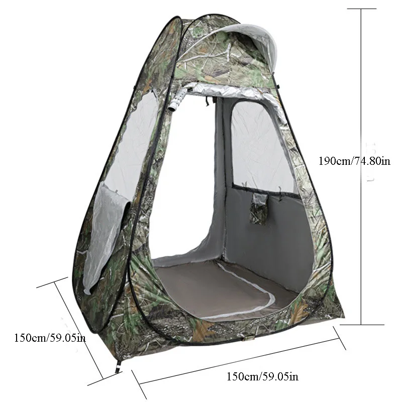 Camouflage Ice Fishing Tent 1Person Anti-mosquito Rain-proof Sunscreen Double Doors 2Windows Pop Up Quick Open 150*150*190Cm camping tent portable tent survival tent