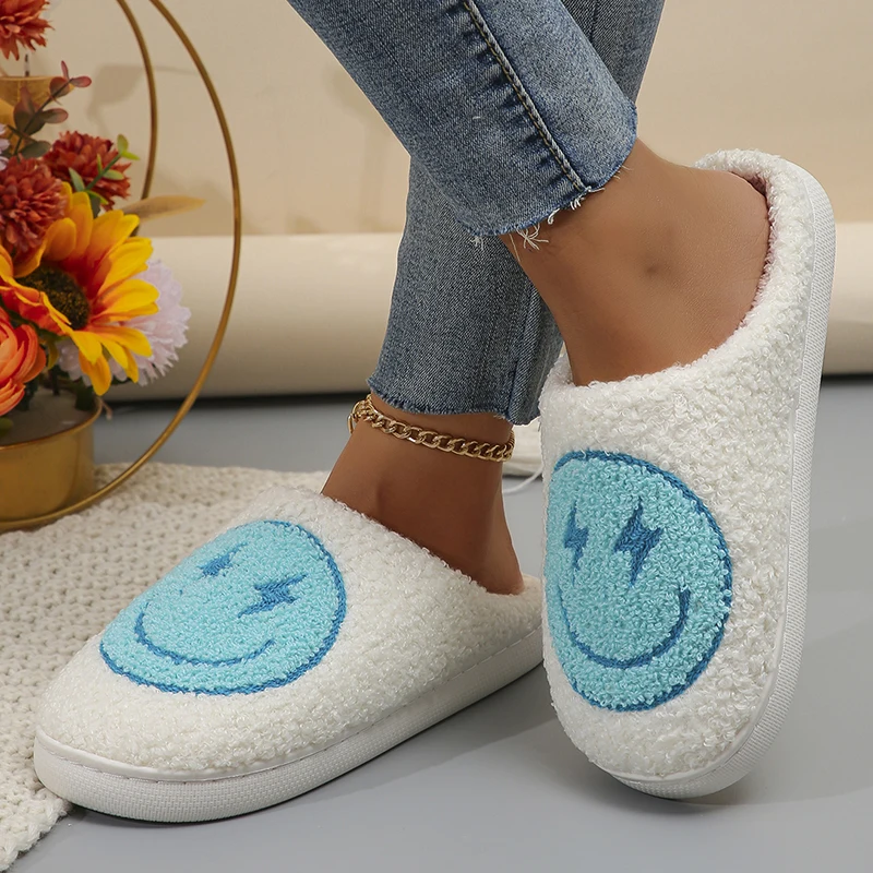 

Симпатичные хлопковые тапочки с мультяшным принтом, женские мягкие плюшевые теплые домашние тапочки, женские зимние Нескользящие пушистые тапочки на толстой подошве 2023
