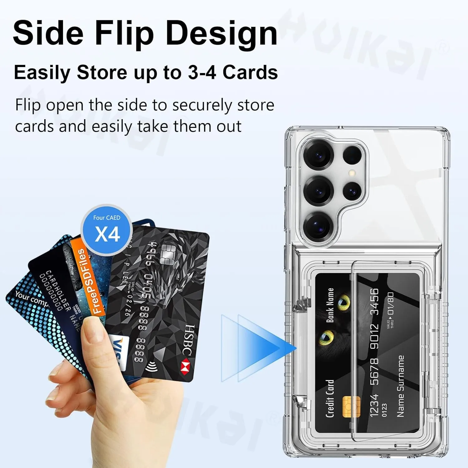 Slim Hard Protective Wallet Card Case with Slide Slot and Heavy Duty Cover
