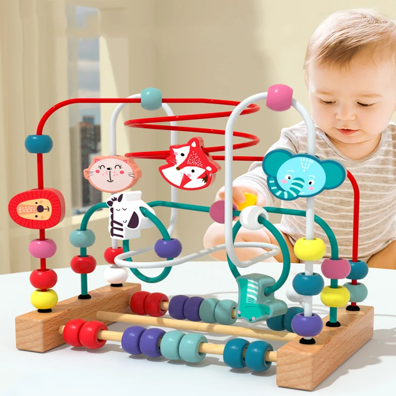 Toddler Roller Coaster IKEA Wooden Circles Bead Maze Wire Roller