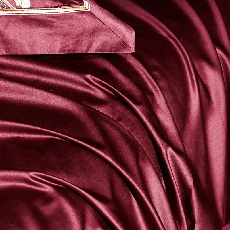 Luxury Gray Red 1000TC Satin Egyptian Cotton Bedding set Gold Royal Embroidery Queen King Duvet Cover Bed Linen/sheet Pillowcase - Image 6