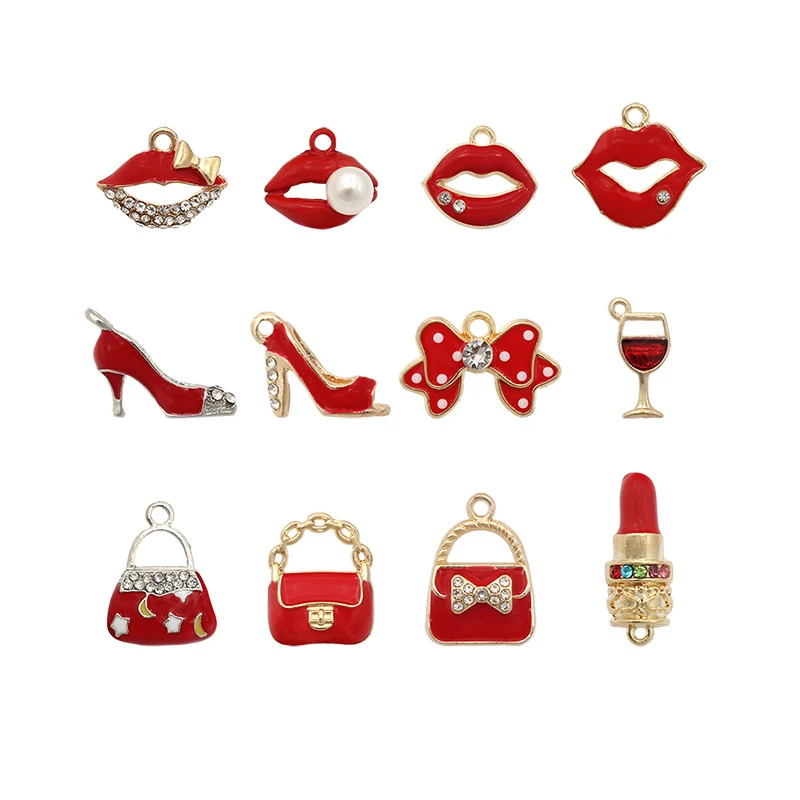 Enamel Charms Jewelry Making Lipstick Jewelry Making Charm 10pcs