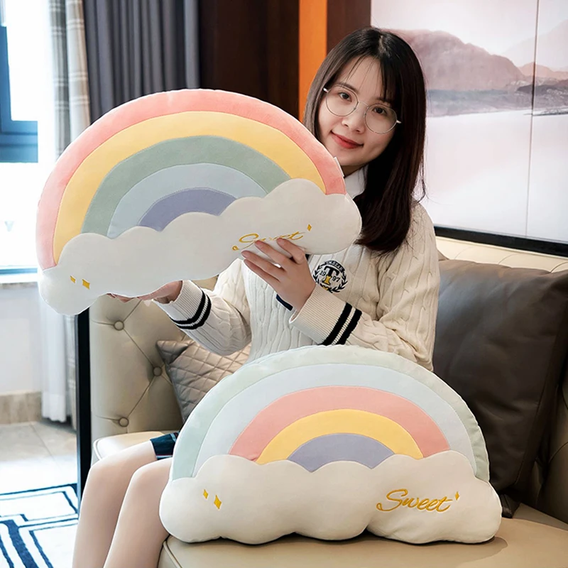Candy Color Cloud Star Rainbow Pillow Stuffed Soft Colorful Cloud Throw Pillow Cushion Home Sofa Decor Gift for Friend