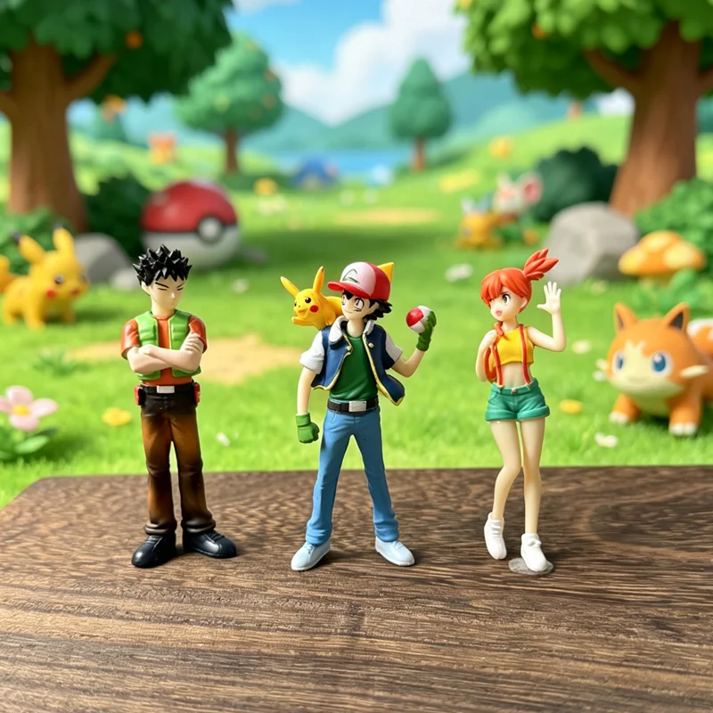 Pokémon Anime 8 cm Ash Ketchum Misty Brock PVC exquisites handgefertigtes Modell Schreibtischornament Spielzeug Sammlerstück Geschenk