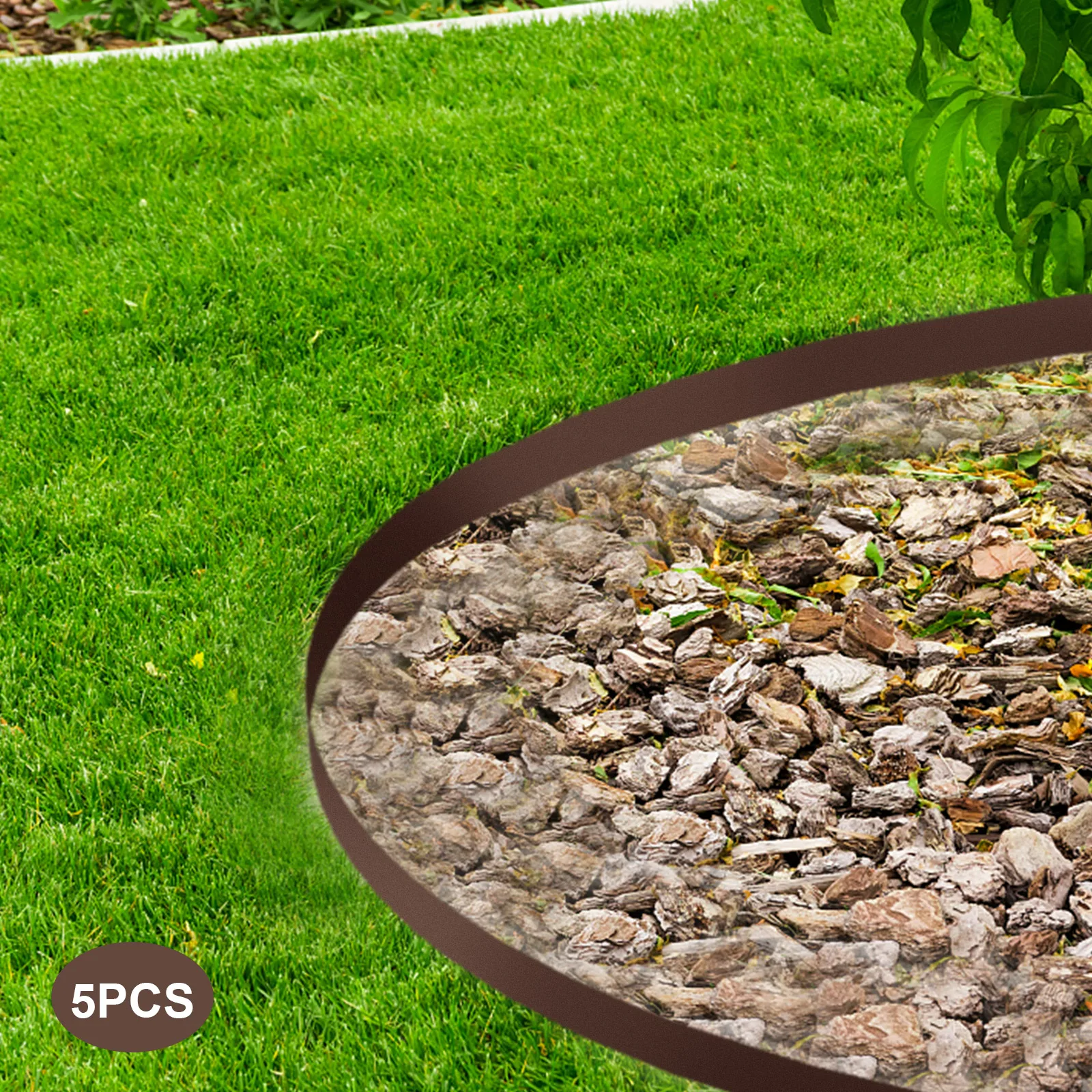 Bymaocar 5PCS Metal T-shaped Brown Landscape Edging Flexible and Bendable Border Brown Lawn Edge DIY Decor for Garden Yard Path