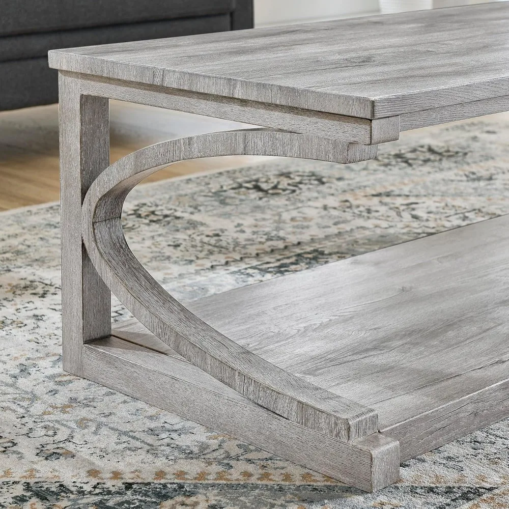Unique 47.8" Coffee Tables for Living Room Square Wood Coffee Table with Storage, Sofa Table Home Office, Farmhouse Apartment Di 3