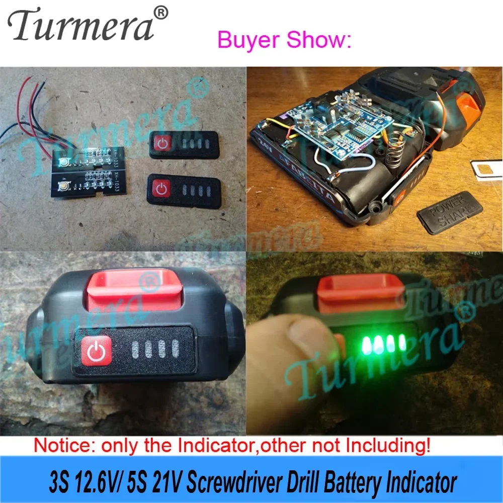 4LED 배터리 용량 표시기 3S 12.6V 5S 18V 21V Turmera 전력 모니터 DIY 18650 21700 드릴 스크루드라이버 배터리용 셀