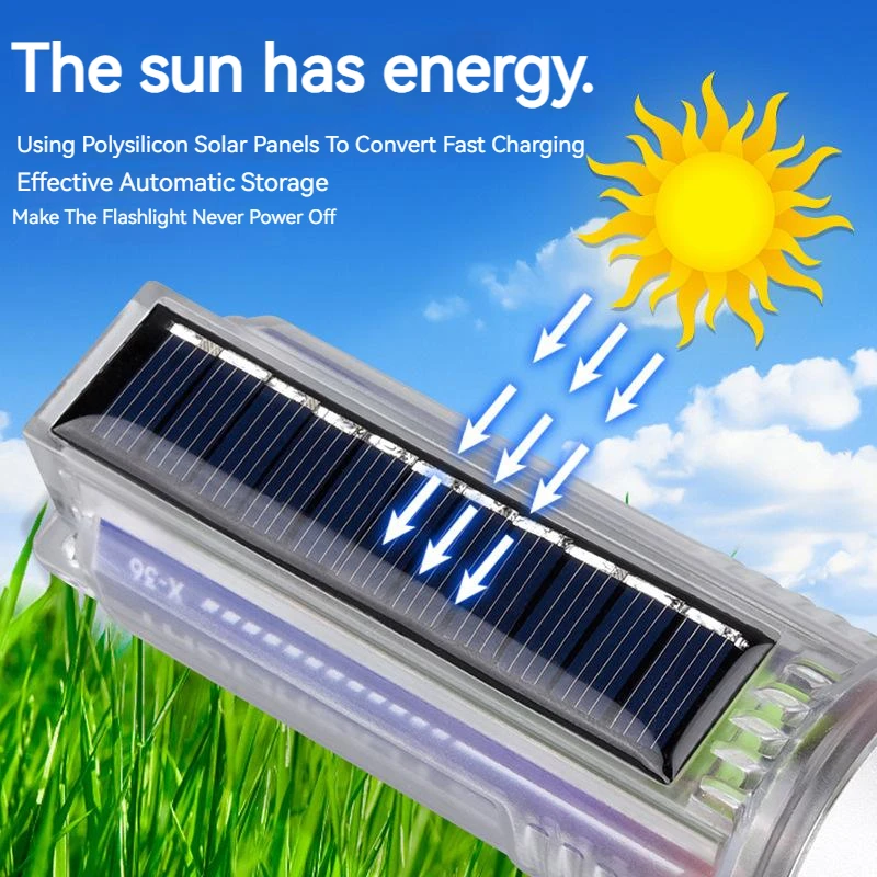 E-SHIDAI 1000 Lumen Solar/Rechargeable LED Flashlight - Emergency Spotlight With Power Bank Function 7 thumbnail image
