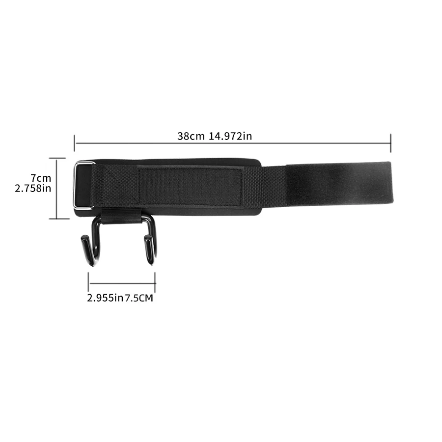 2Pc Adjustable Strong Steel Hook Grips Straps Weight Lifting Strength Training Gym Fitness Black Wrist Support Lift Hooks