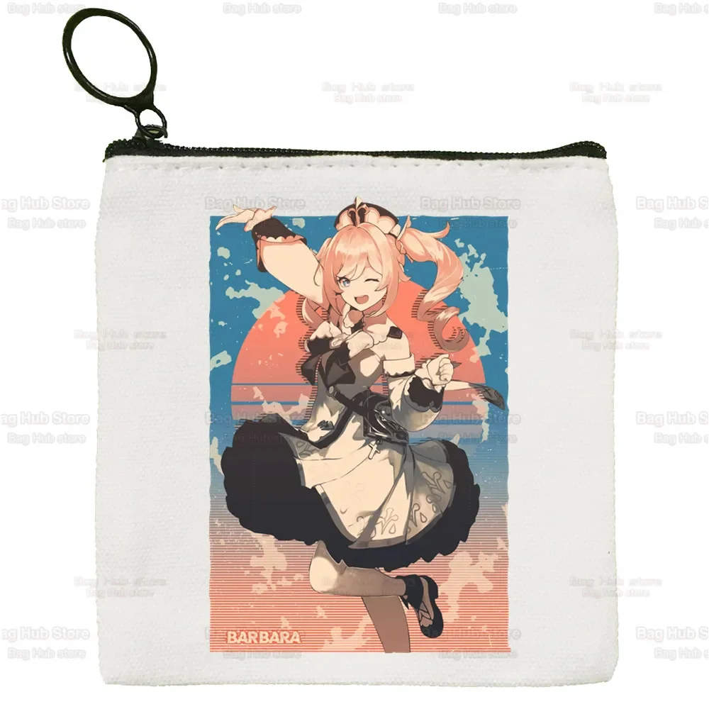 

Genshin Impact Canvas Xiao Venti Hu Tao Coin Purse Female Cute Simple Zhong Li Raiden Shogun Coin Mini Zipper Card Bag