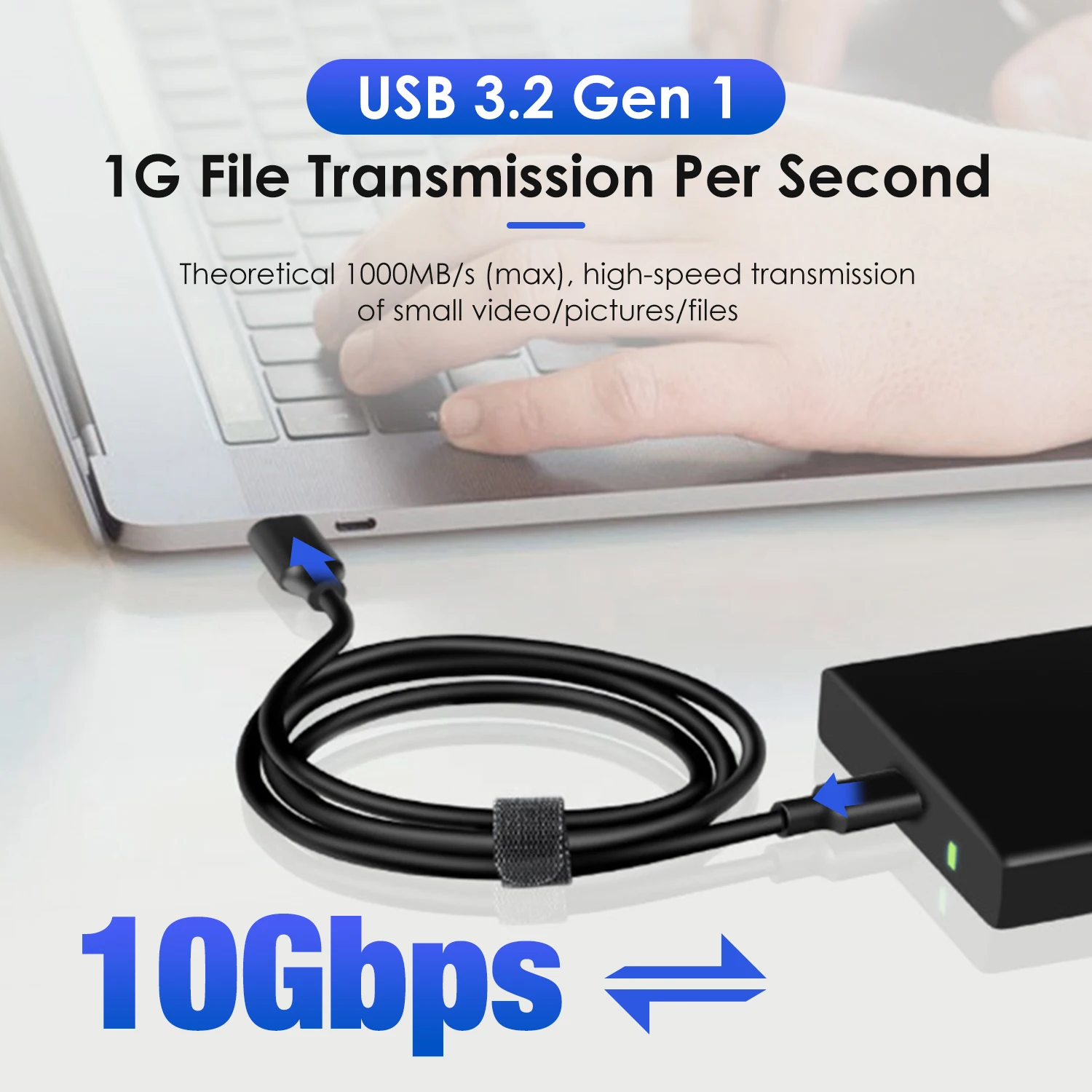 High-Speed USB 3.2 Gen 2 Type A to C Charging Cable - Fast Charge Data Cord (1m, 3m, 5m)