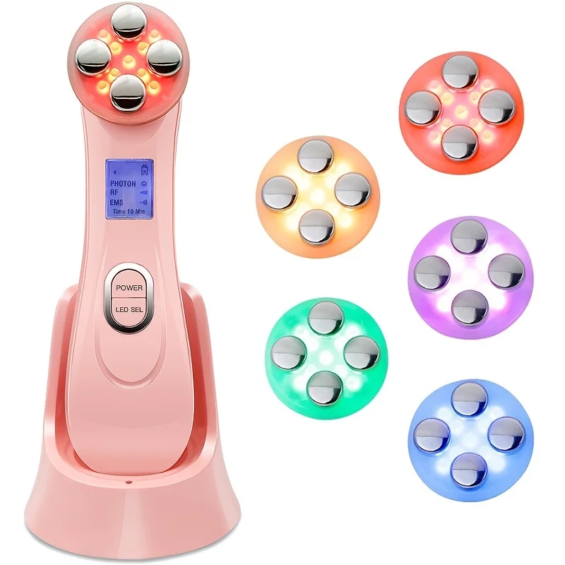 5 Color Light Base beauty device Face and neck massager with vibration and heat function portable electric facial massager