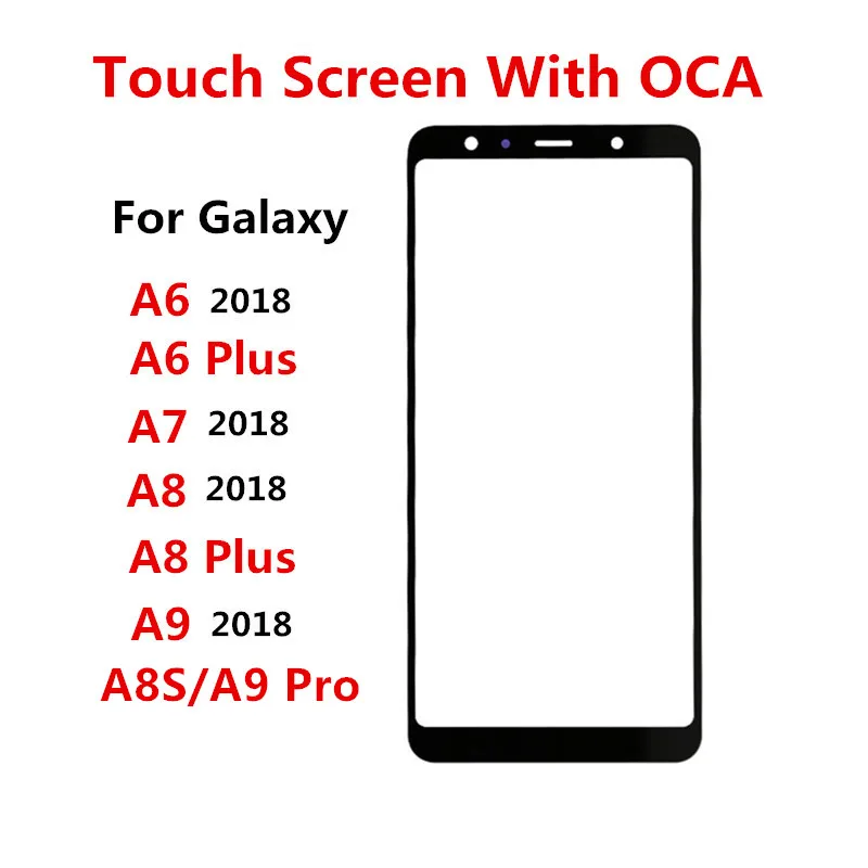 A750 Outer Screen Touch Panel LCD Display Front Glass Repair Parts + OCA For Samsung Galaxy A6 A7 A8 Plus A9 Pro A8S A9S