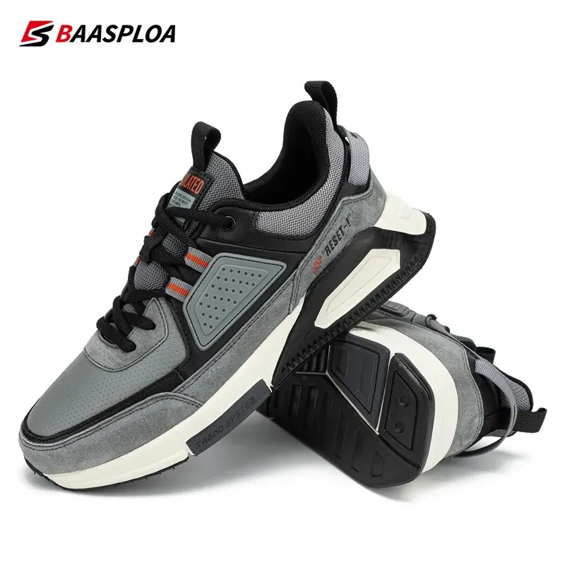 Running Shoes Baasploa Men Casual Waterproof Running Shoes Fashion Leather Tenis Shoes Non-slip Wear-resistant Male Sport Lightweight