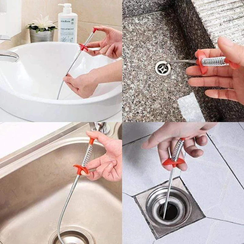 Multifunctional Spring Pipe Dredging Tool Drain Snake Drain Cleaner Sticks Clog  Remover Cleaning Household for Kitchen 60/90/160 - AliExpress