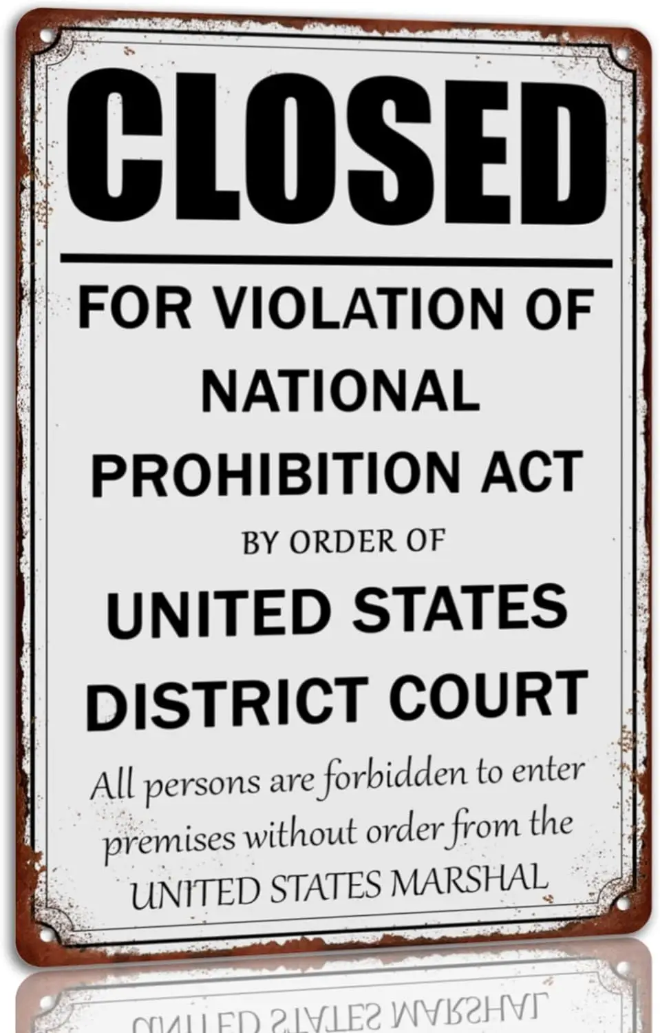 Chiuso Per La Modifica Del Divieto Nazionale Act By United States District Court Tin Sign Funny Man Cave Metal Signs Bar