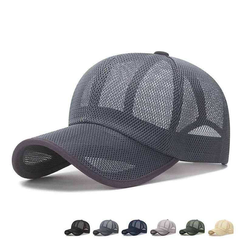 

Кепка-бейсболка Мужская сетчатая, спортивная бейсболка в стиле оверсайз, кепка для тракера, большой размер 56-60 см, на лето