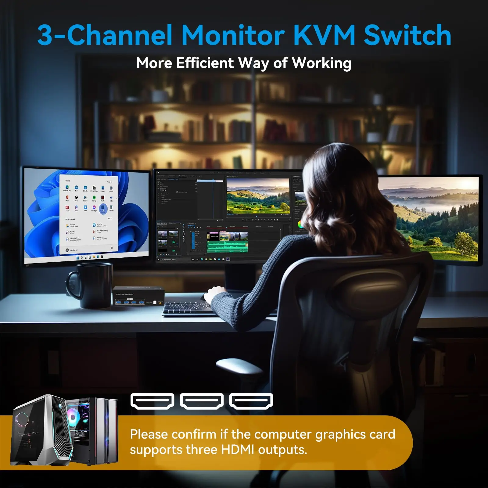 Ʈ HDMI USB 3.0 KVM ġ,  3 , ǻ 2 , 8K 60Hz, 4K 120Hz, 2x3 Ʈ  KVM ó