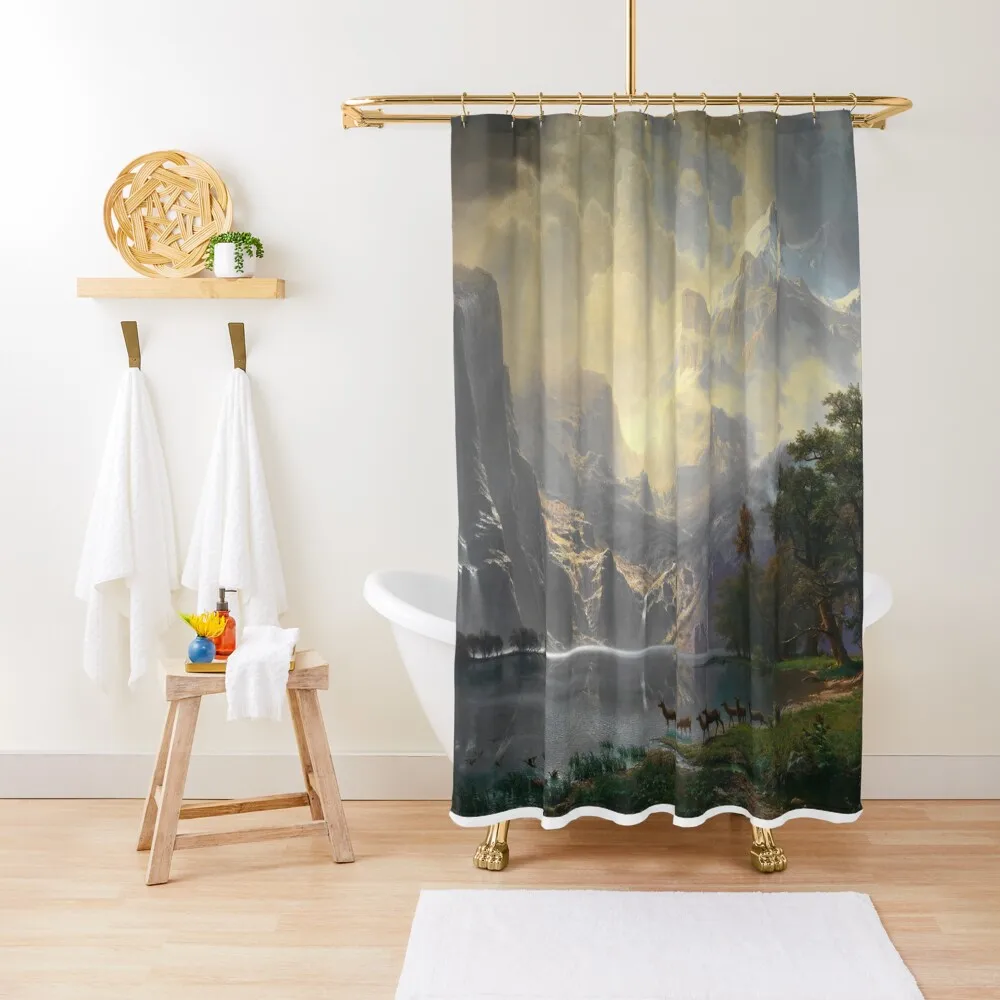 

Among the Sierra Nevada California by Albert Bierstadt, 1868 Shower Curtain Luxury Bathroom Window Elegant Bathroom Curtain