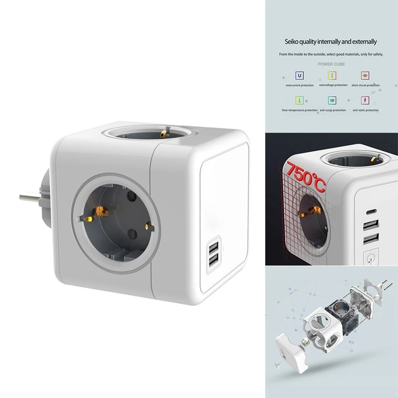 

Европейская умная Сетевая розетка, адаптер с защитой от перенапряжения, квадратный удлинитель, настенная розетка, штепсельная вилка европейского стандарта