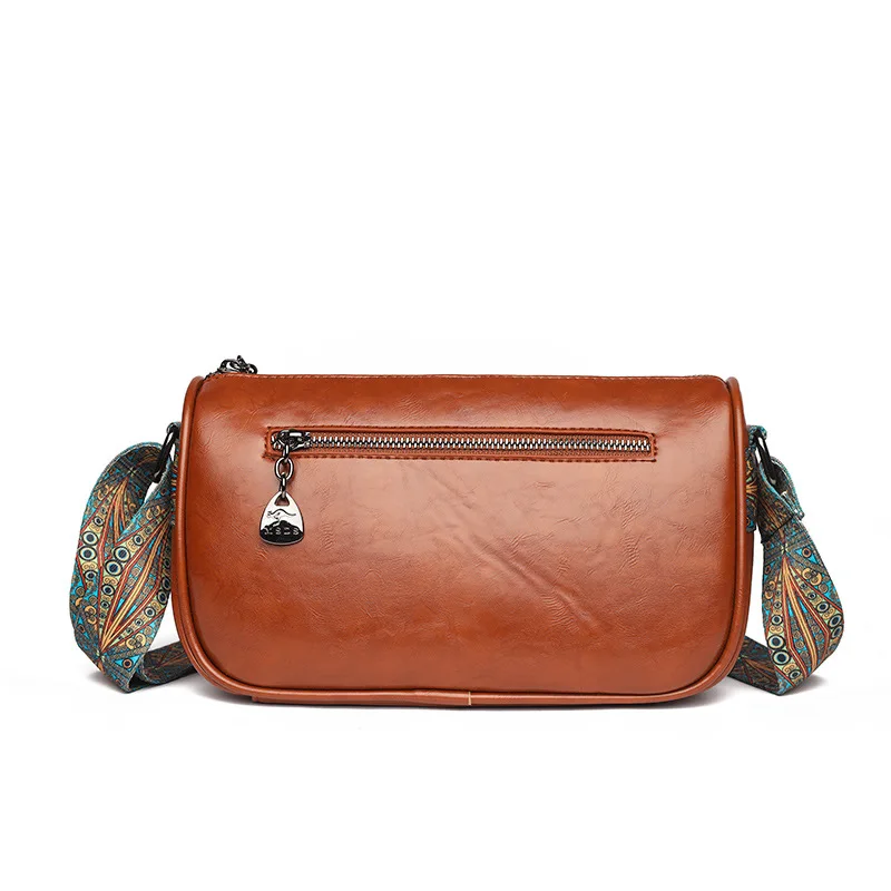 Vintage soft leather women's shoulder bag elegant messenger bag fashion simple female crossbody bag casual handbag