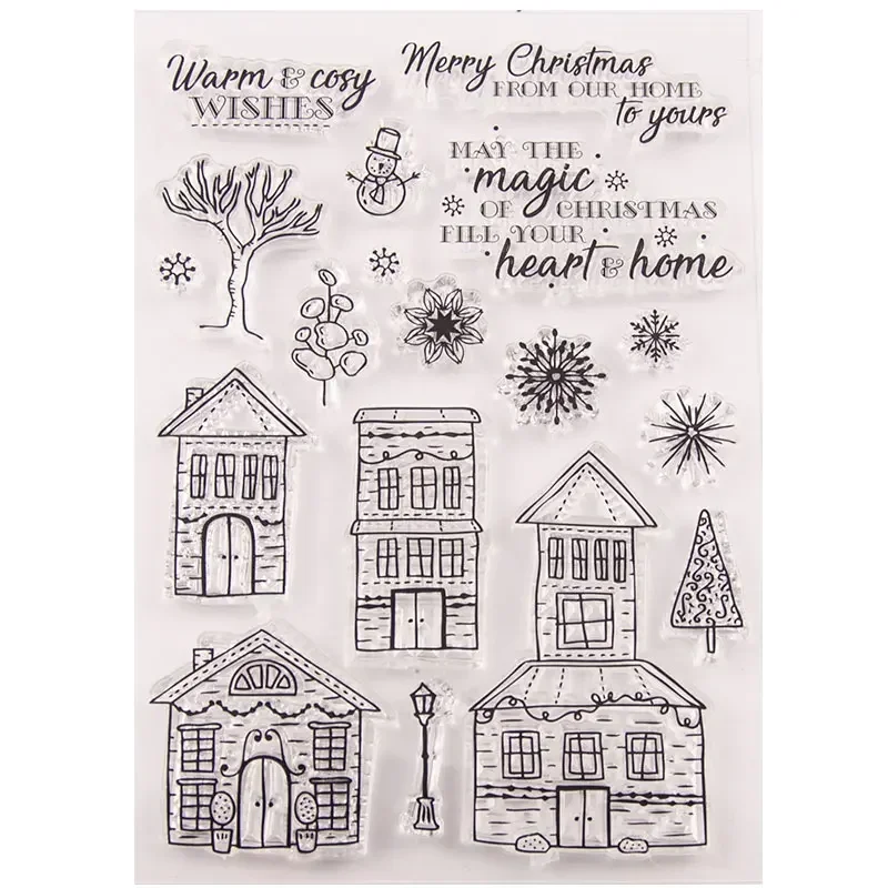 Christmas House Clear Stamp Transparent Silicone DIY Stamp Seal Sheet for Scrapbooking Making Album Photo Handmade Decoration