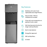 Bottleless Water Cooler Dispenser NSF Certified Filters Self Cleaning Black Stainless Steel Three Temperatures Dual Filtration 2