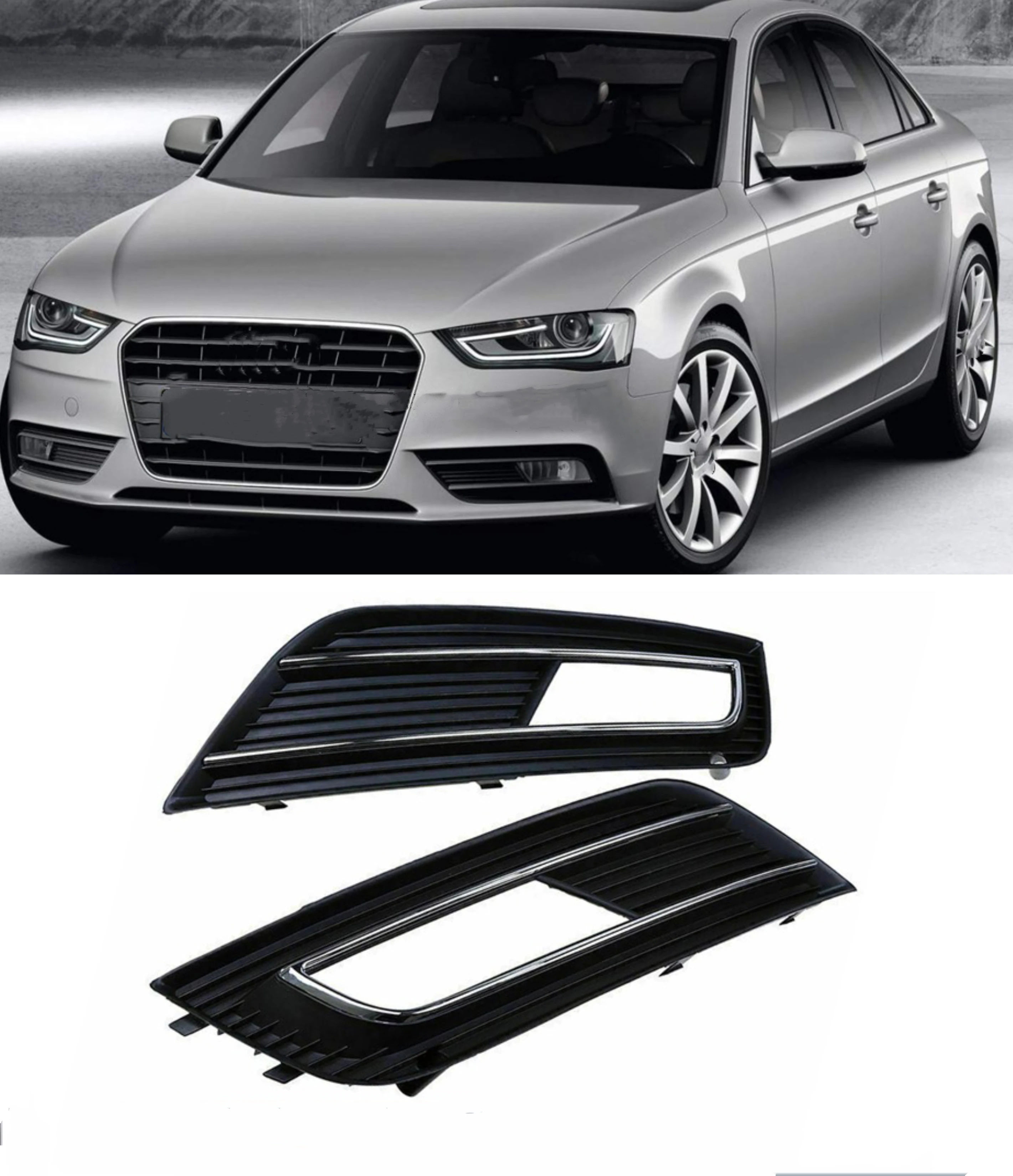 

Car Fog Lights Grill Cover Bumper Lower Grille for Audi A4 Quattro B8 B9 2013 2014 2015 2016 8KD807681B 8KD807682B