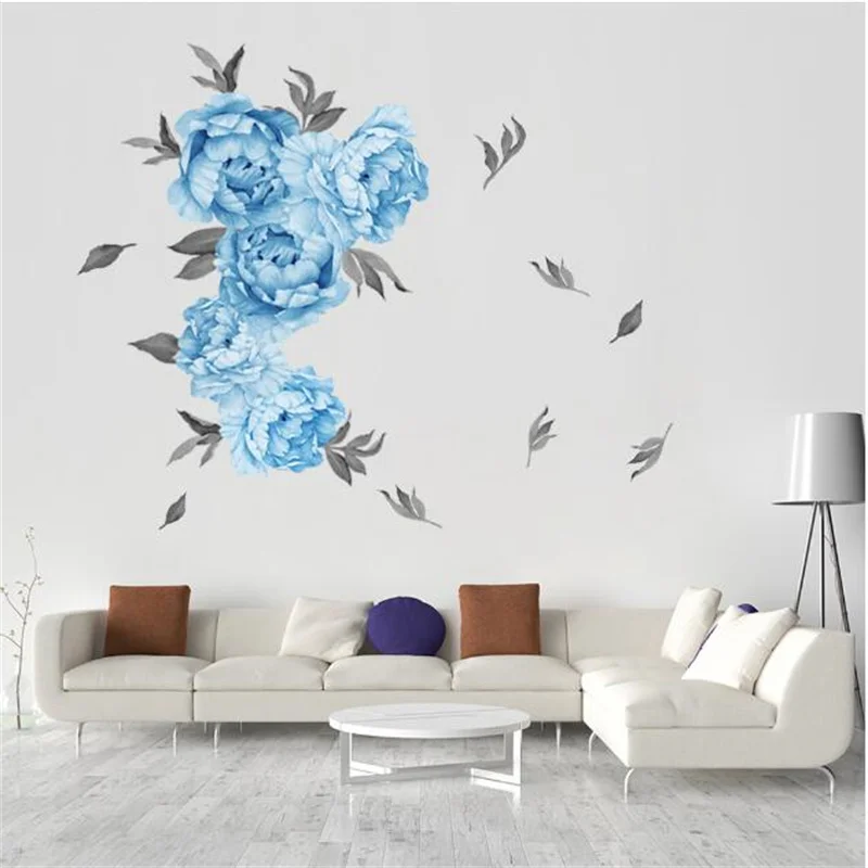 1Pcs Peony Flowers Rich Flower Group Wall Stickers For LivingRoom Sofa Self-Adhesive Painting Home Decoration Wall Decal 30*90CM