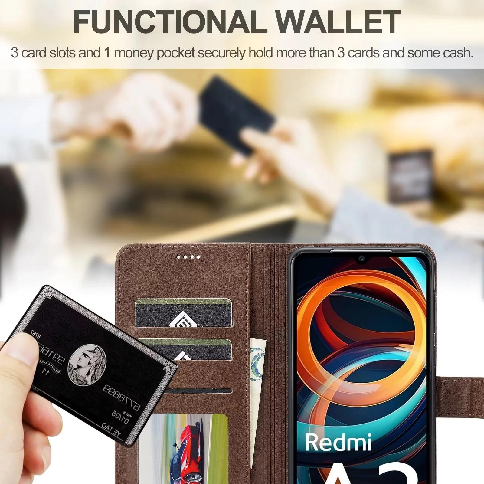 Premium Flip Leather Wallet Phone Case with Card Slots