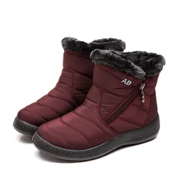 Cozy Waterproof Women's Winter Boots with Soft Fur Lining - 38 (Red)
