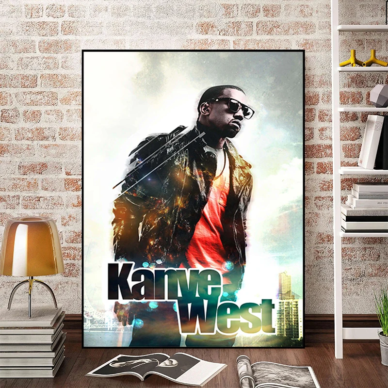

Home Decor Pop Hip Hop Poster Rapper Decorative Prints Wall Painting Kanye West Canvas Aesthetic Room Decoration Posters Bedroom