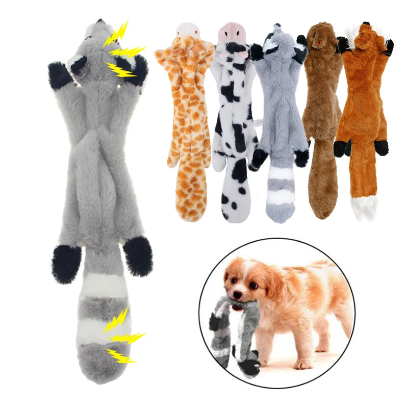 

Plush Squeak Dog Toys Funny Cute Wolf Rabbit Fox Animal Shape Chew Toy Cat Puppy Bite Resistant Interactive Pet Accessories