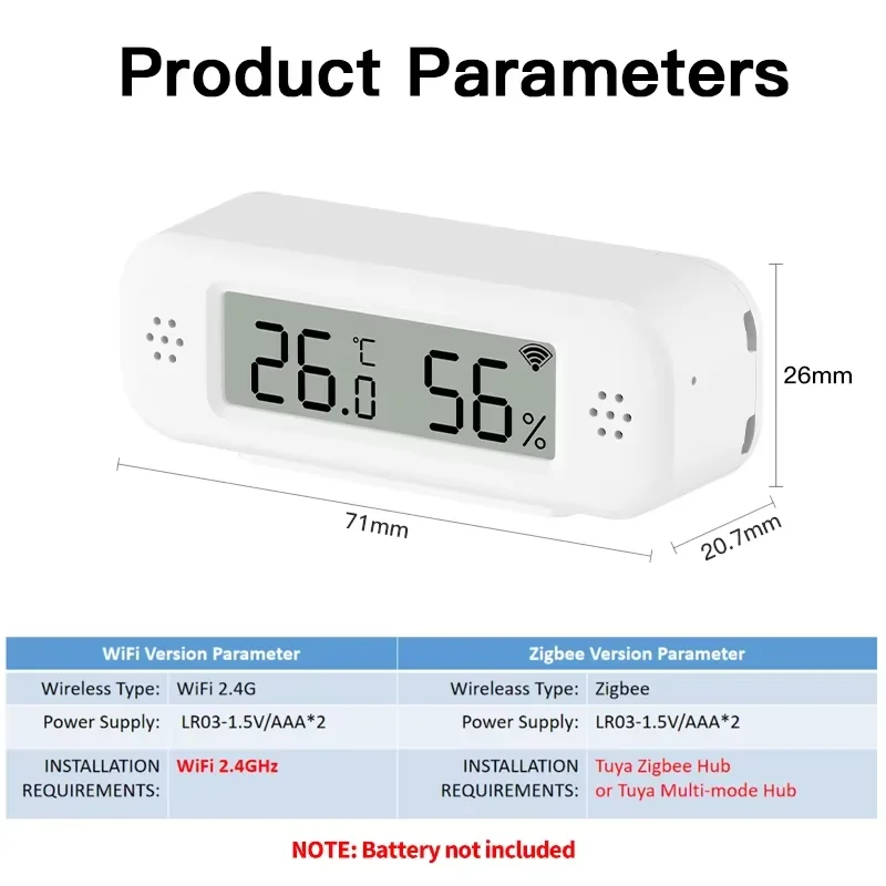 Tuya Zigbee WiFi Humidity Temperature sensor For Smart Home Thermometer Hygrometer APP Remote Work with Alexa Google Assistant