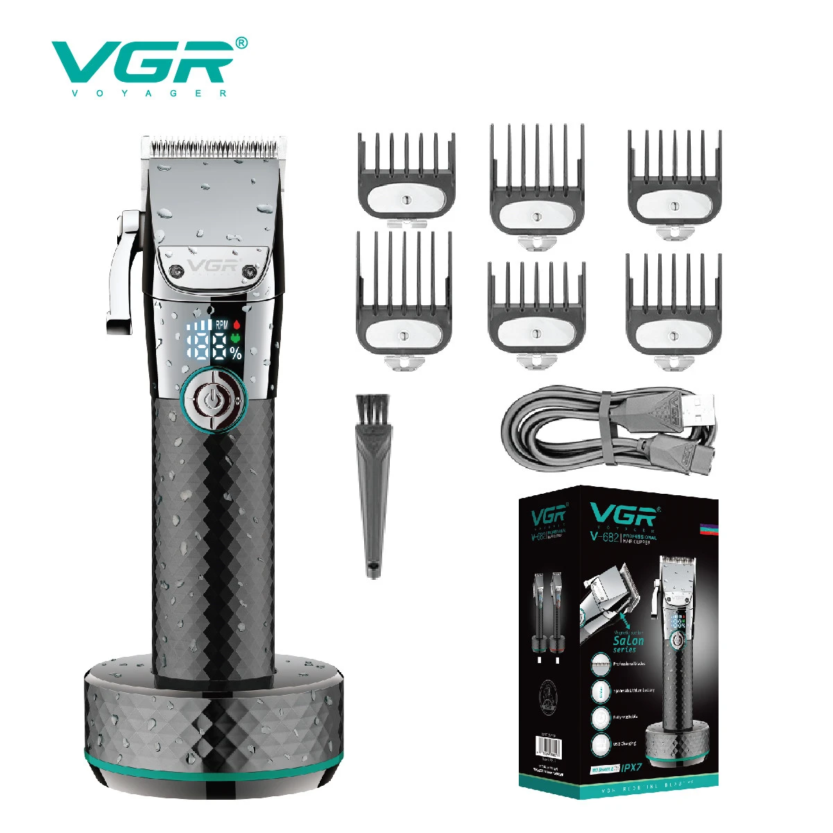 Vgr V-682 Men Barber Rechargeable Hair Clippers Machine Professional  Electric Cordless Hair Trimmer With Charging Base - Hair Clippers -  AliExpress